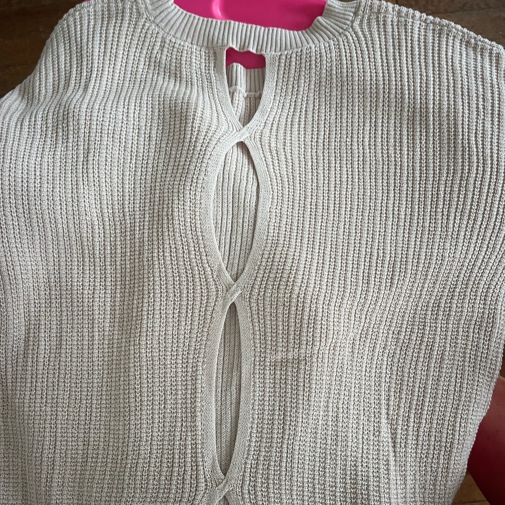 Medium pink rose open back sweater- like new 2 colors available- PINK LISTING